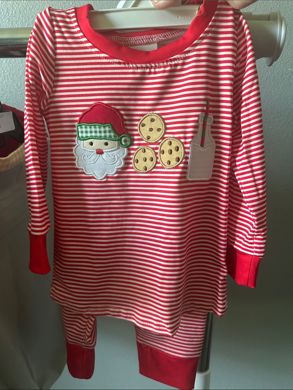 Kids Red Stripe Santa & Cookies Pajama Set